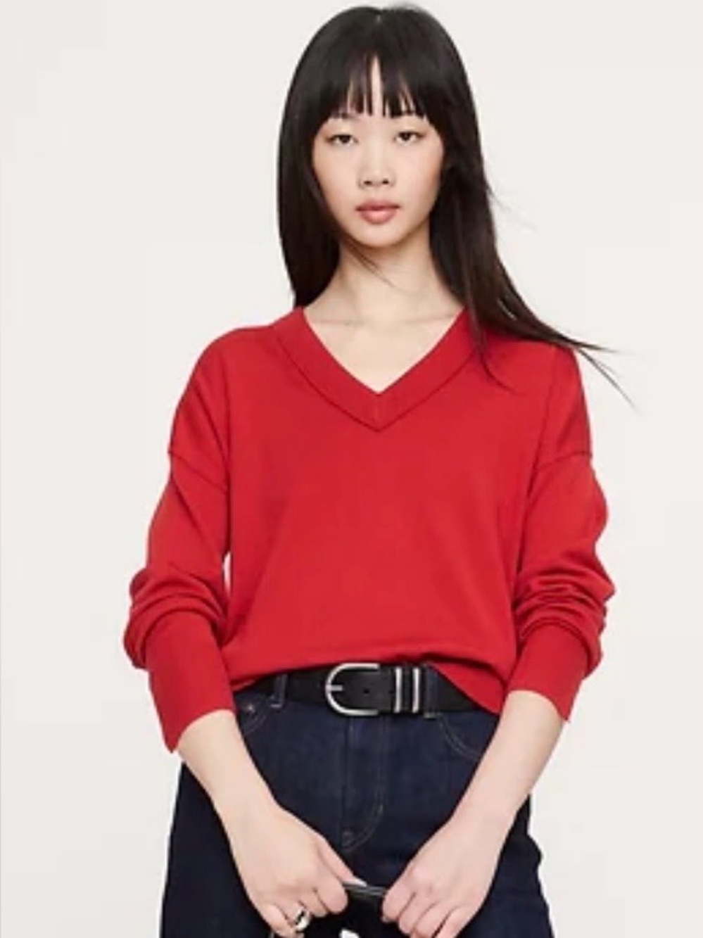 Banana Republic Bold Red V-Neck Sweater